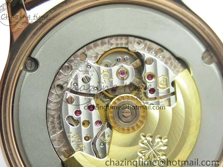 MIROTIME 0427 ZipUp Calatrava 5524R Pilot Travel Time RG GRF Brown Dial on Brown Leather Strap A324 V 7110